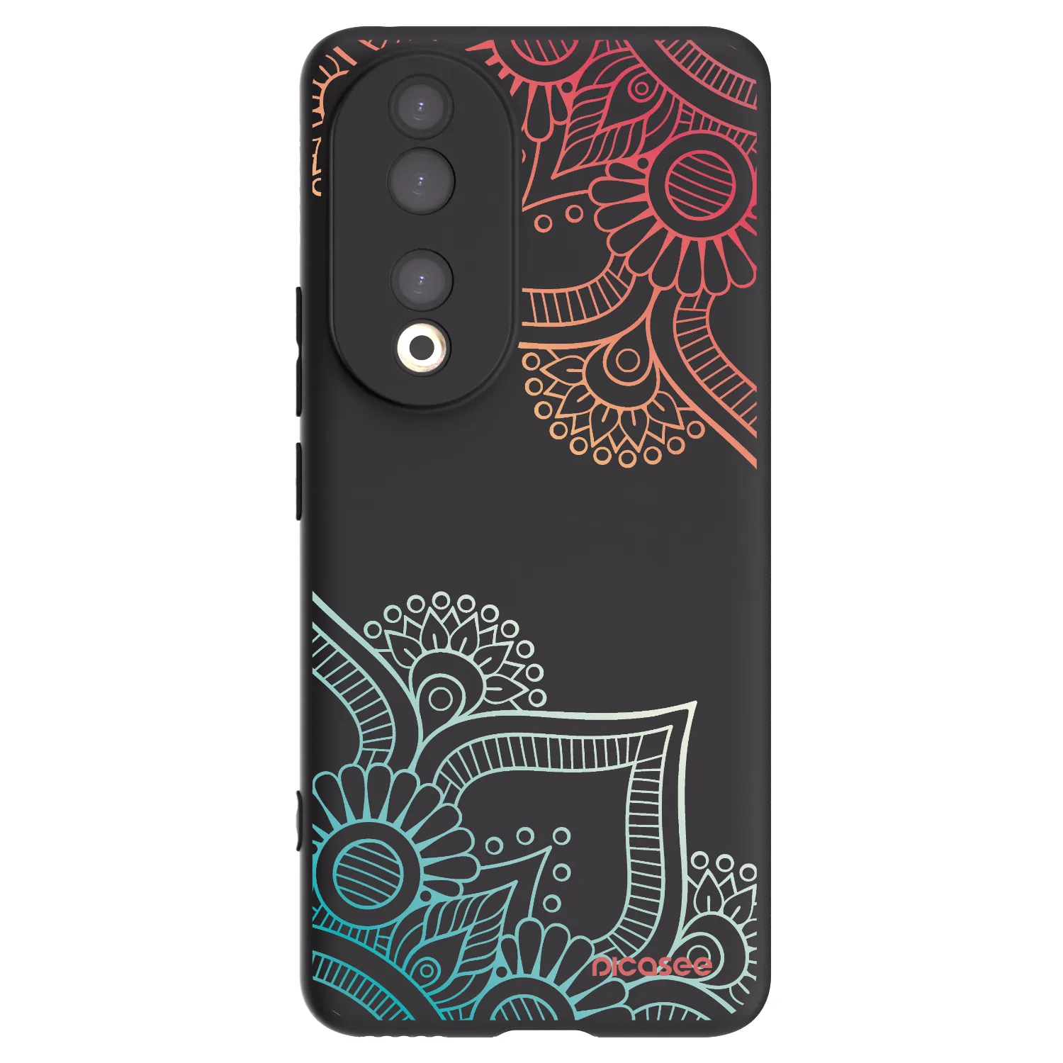 Picasee fekete szilikon tok az alábbi mobiltelefonokra Honor 90 5G - Flowers pattern