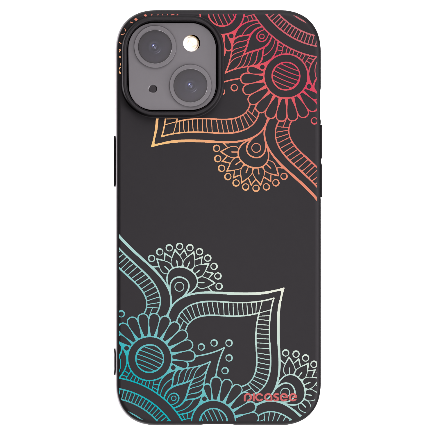 Picasee fekete szilikon tok az alábbi mobiltelefonokra Apple iPhone 15 - Flowers pattern
