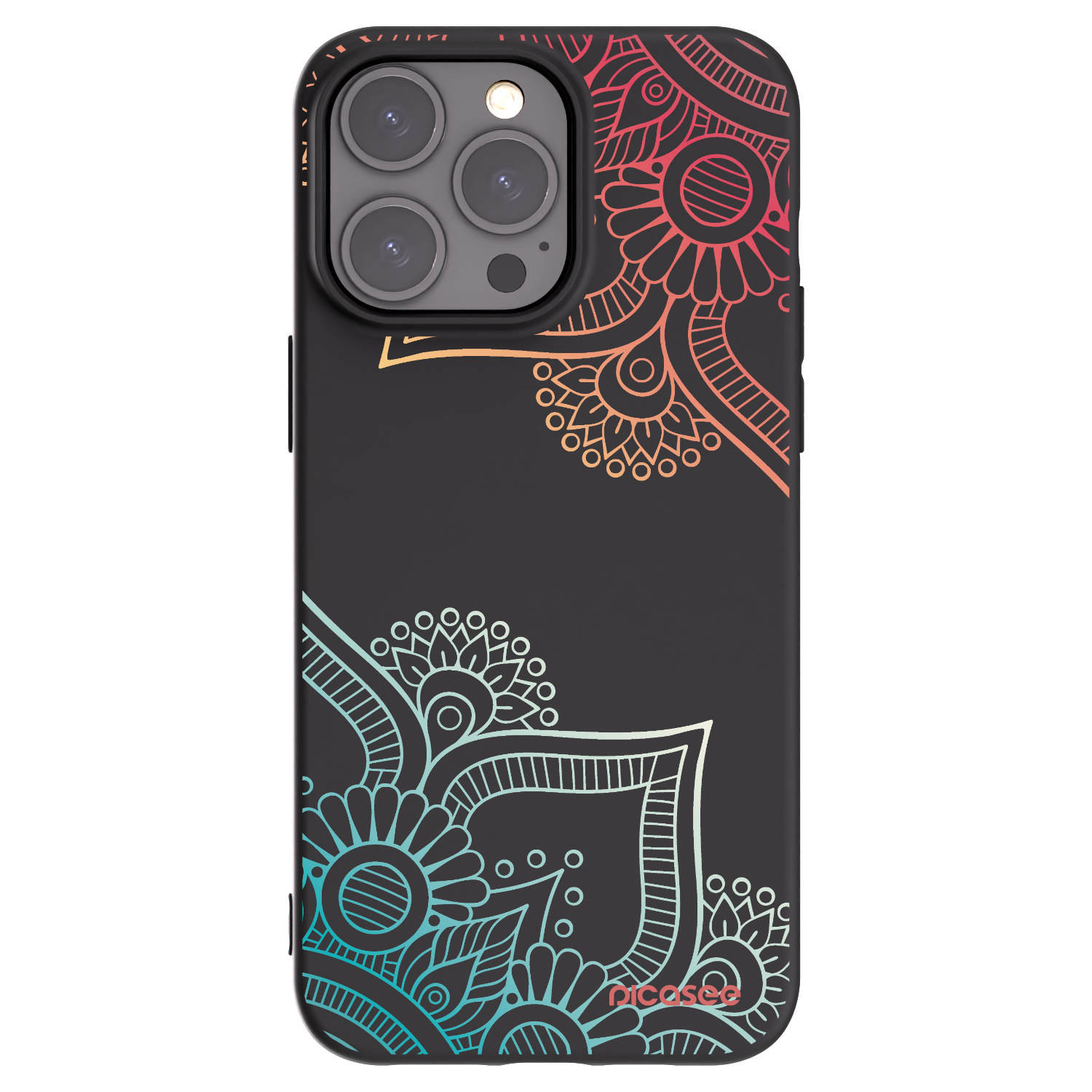 Picasee fekete szilikon tok az alábbi mobiltelefonokra Apple iPhone 15 Pro Max - Flowers pattern