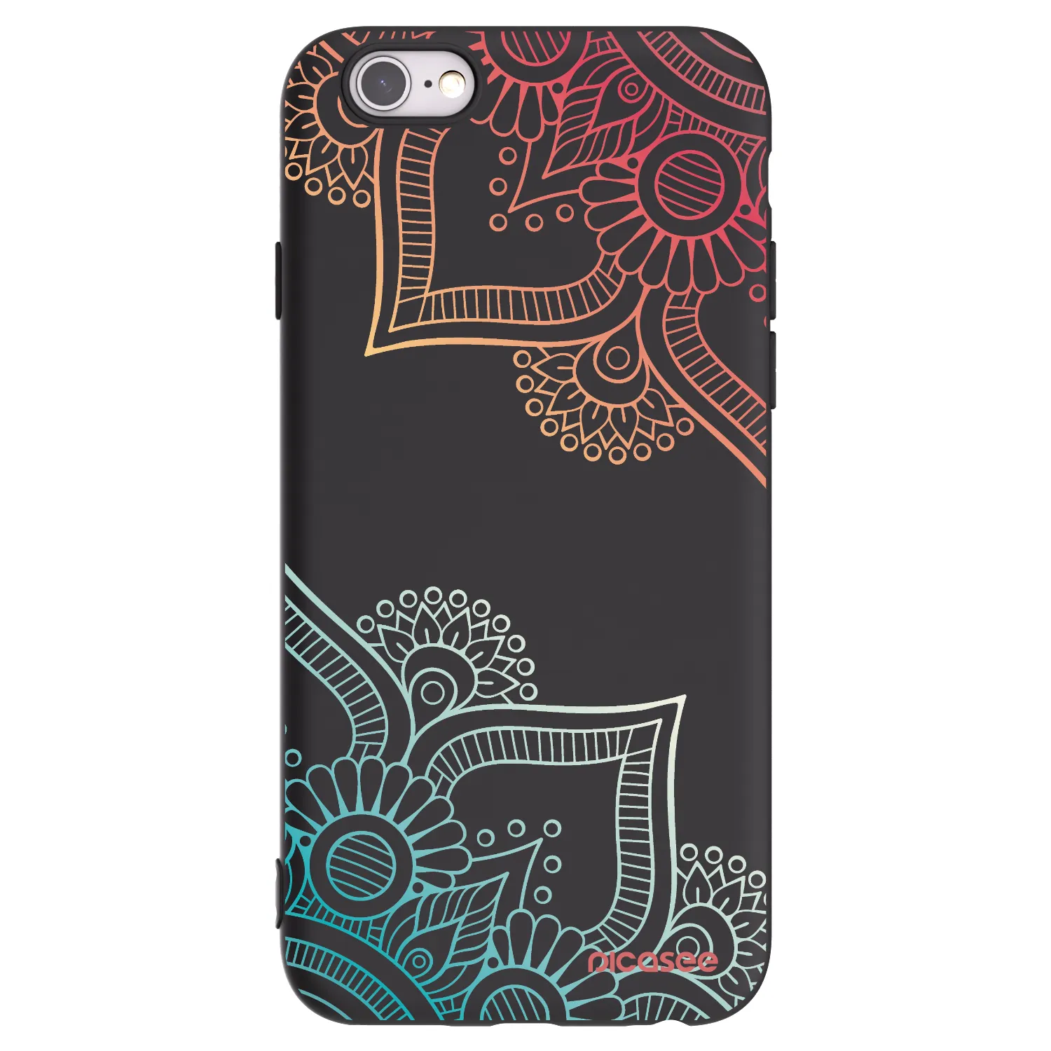Picasee fekete szilikon tok az alábbi mobiltelefonokra Apple iPhone 6/6S - Flowers pattern