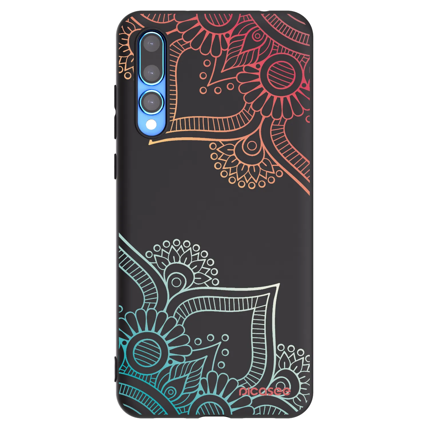Picasee fekete szilikon tok az alábbi mobiltelefonokra Huawei P20 Pro - Flowers pattern