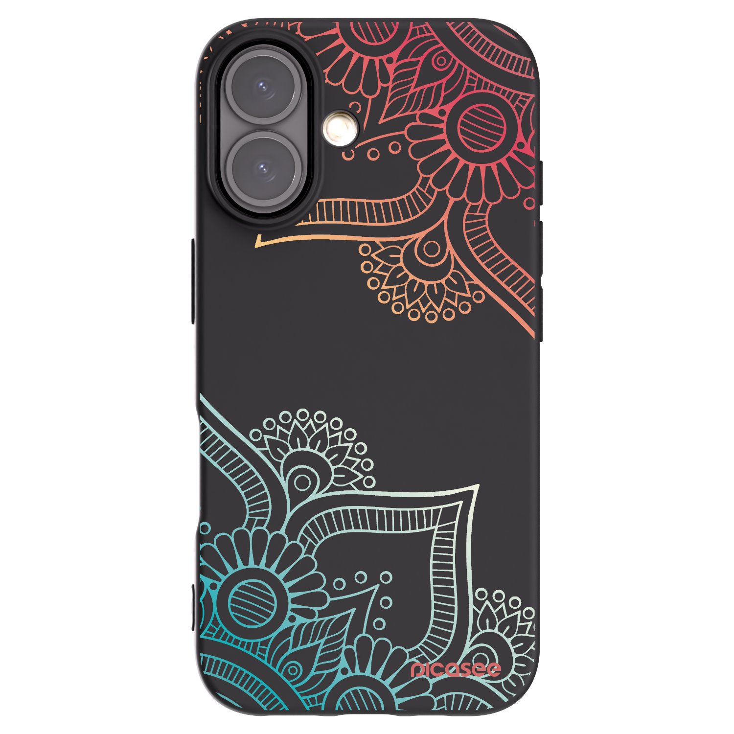 Picasee fekete szilikon tok az alábbi mobiltelefonokra Apple iPhone 16 - Flowers pattern