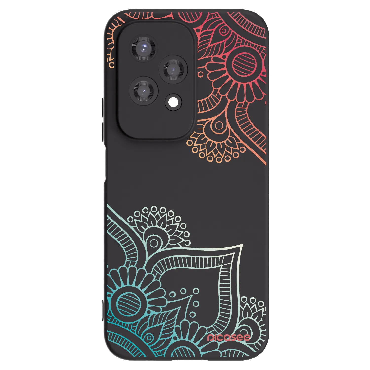 Picasee fekete szilikon tok az alábbi mobiltelefonokra Honor 200 Lite - Flowers pattern