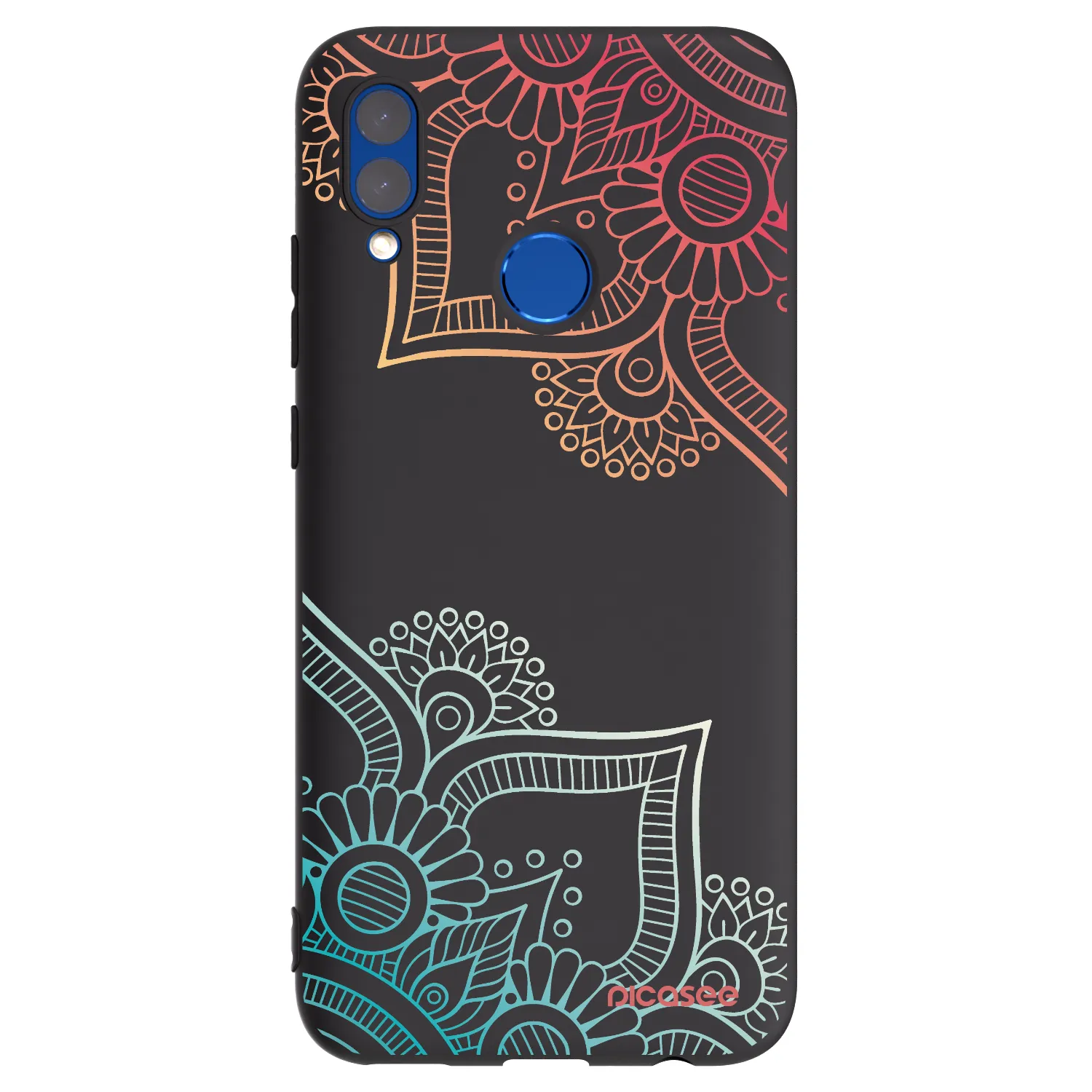Picasee fekete szilikon tok az alábbi mobiltelefonokra Honor 10 Lite - Flowers pattern