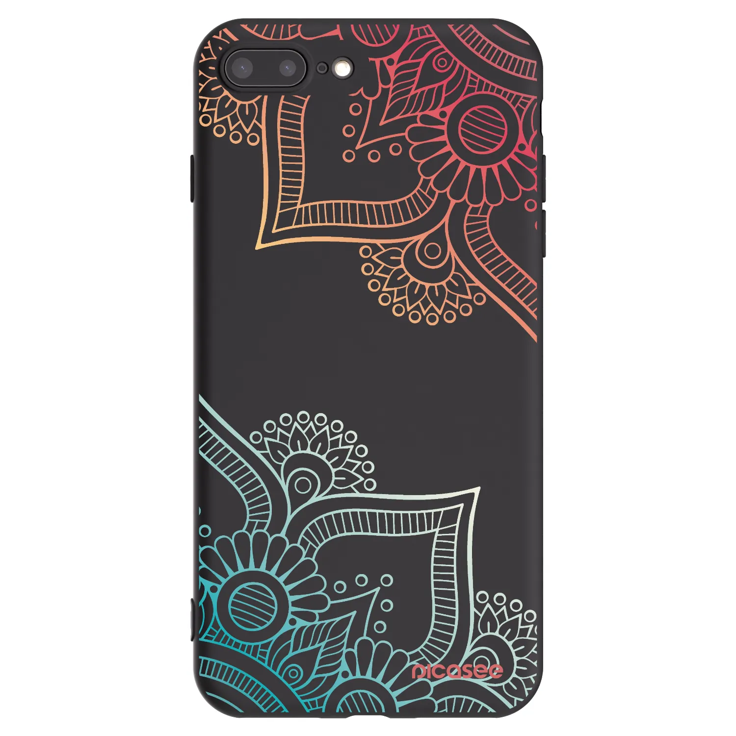 Picasee fekete szilikon tok az alábbi mobiltelefonokra Apple iPhone 7 Plus - Flowers pattern