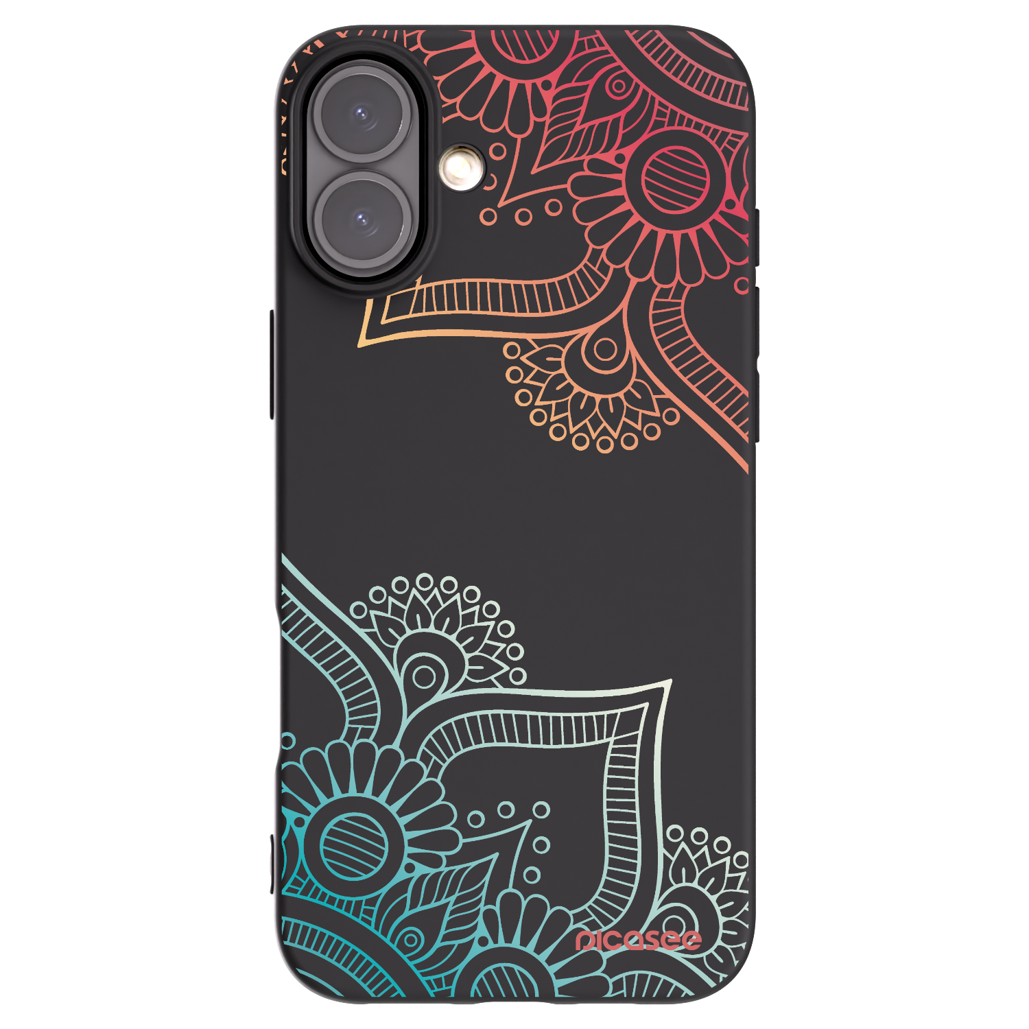 Picasee fekete szilikon tok az alábbi mobiltelefonokra Apple iPhone 16 Plus - Flowers pattern