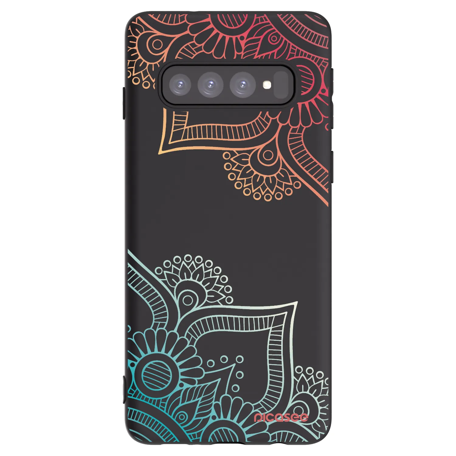 Picasee fekete szilikon tok az alábbi mobiltelefonokra Samsung Galaxy S10 G973 - Flowers pattern