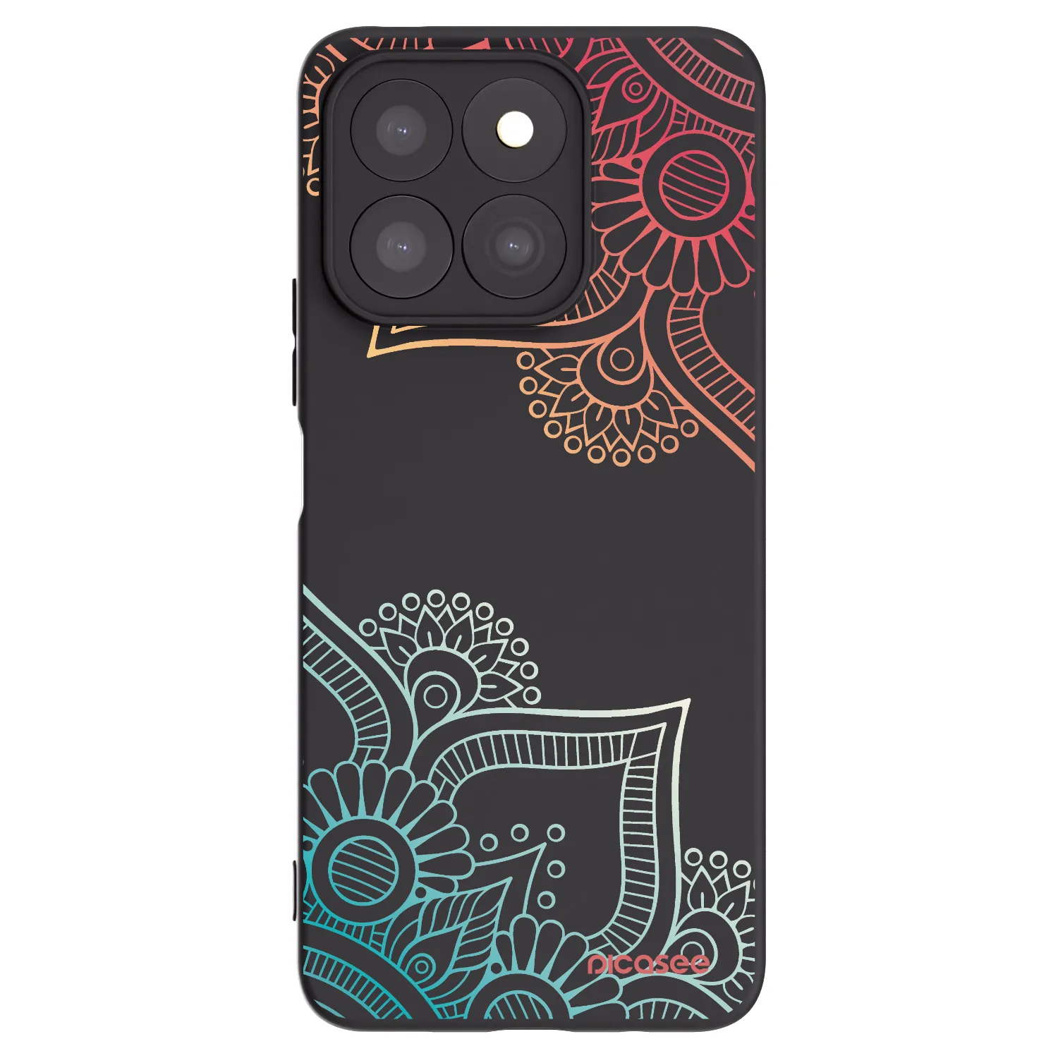 Picasee fekete szilikon tok az alábbi mobiltelefonokra Honor X8c - Flowers pattern