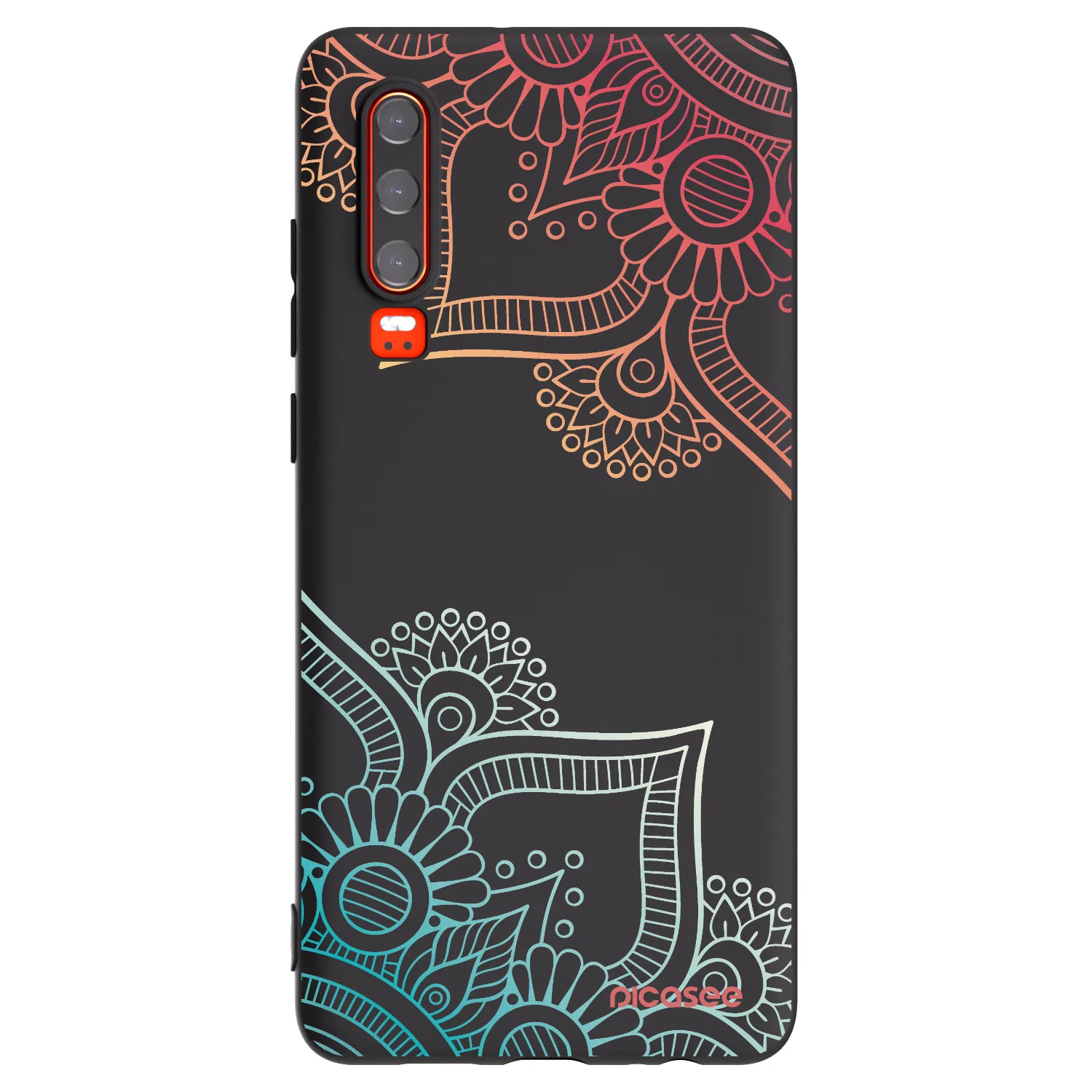 Picasee fekete szilikon tok az alábbi mobiltelefonokra Huawei P30 - Flowers pattern