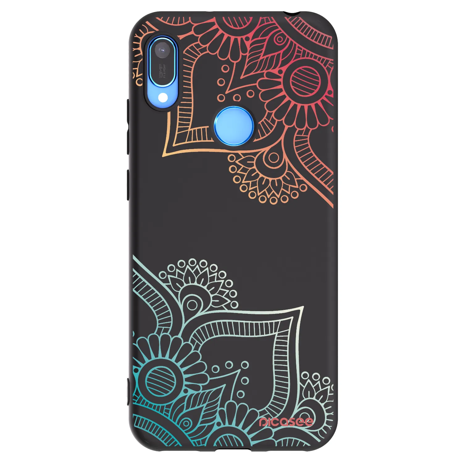 Picasee fekete szilikon tok az alábbi mobiltelefonokra Huawei Y6 2019 - Flowers pattern