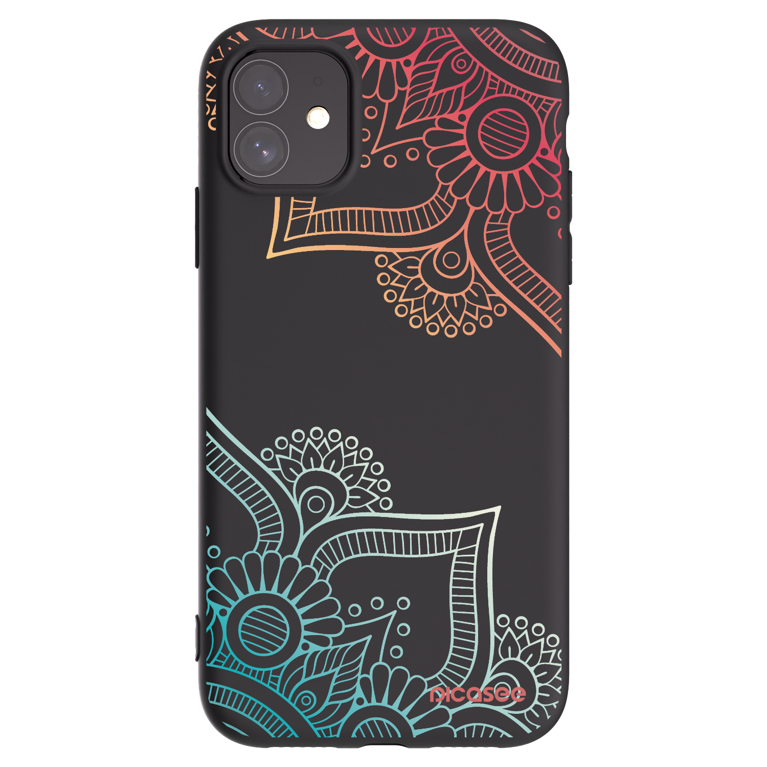 Picasee fekete szilikon tok az alábbi mobiltelefonokra Apple iPhone 11 - Flowers pattern