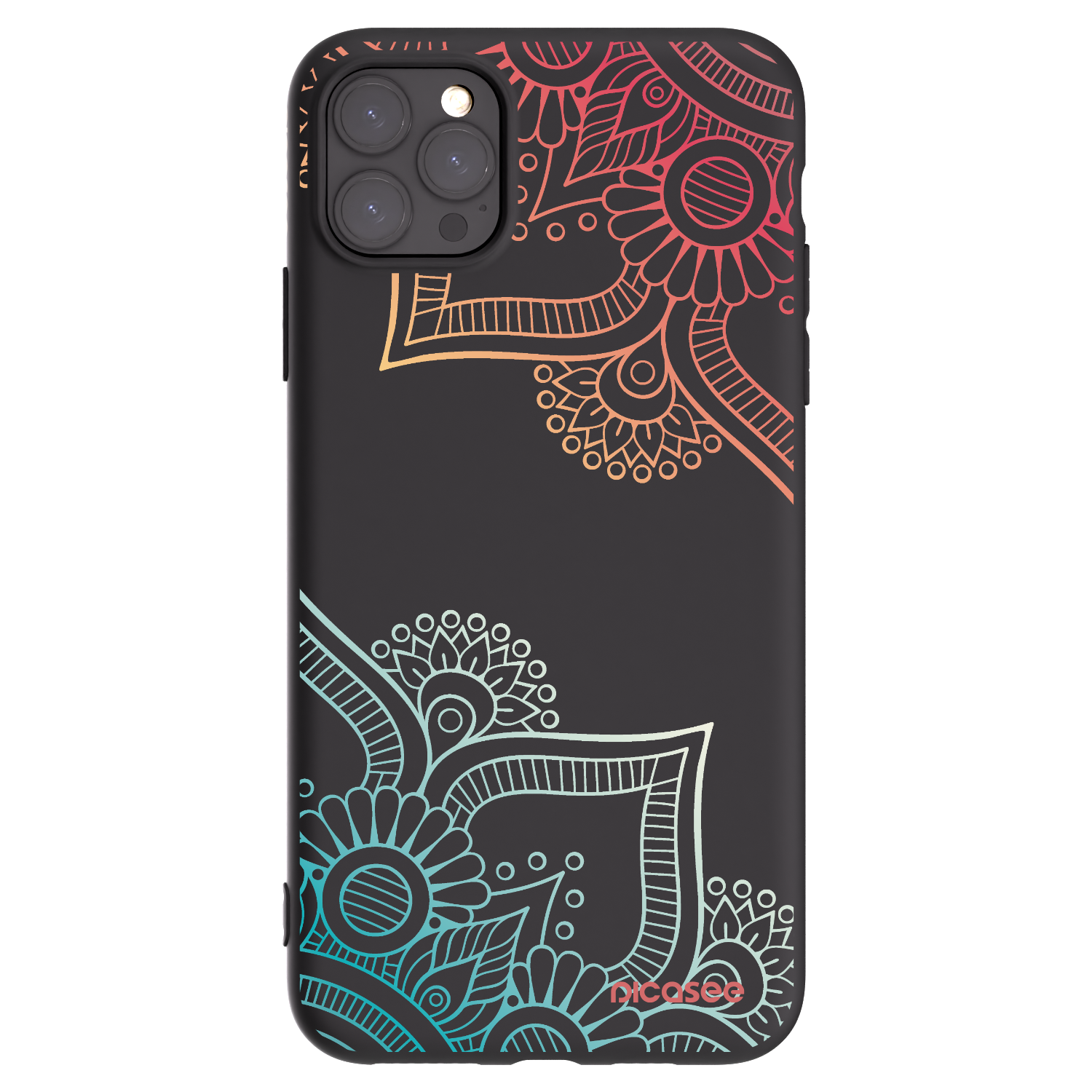 Picasee fekete szilikon tok az alábbi mobiltelefonokra Apple iPhone 11 Pro Max - Flowers pattern