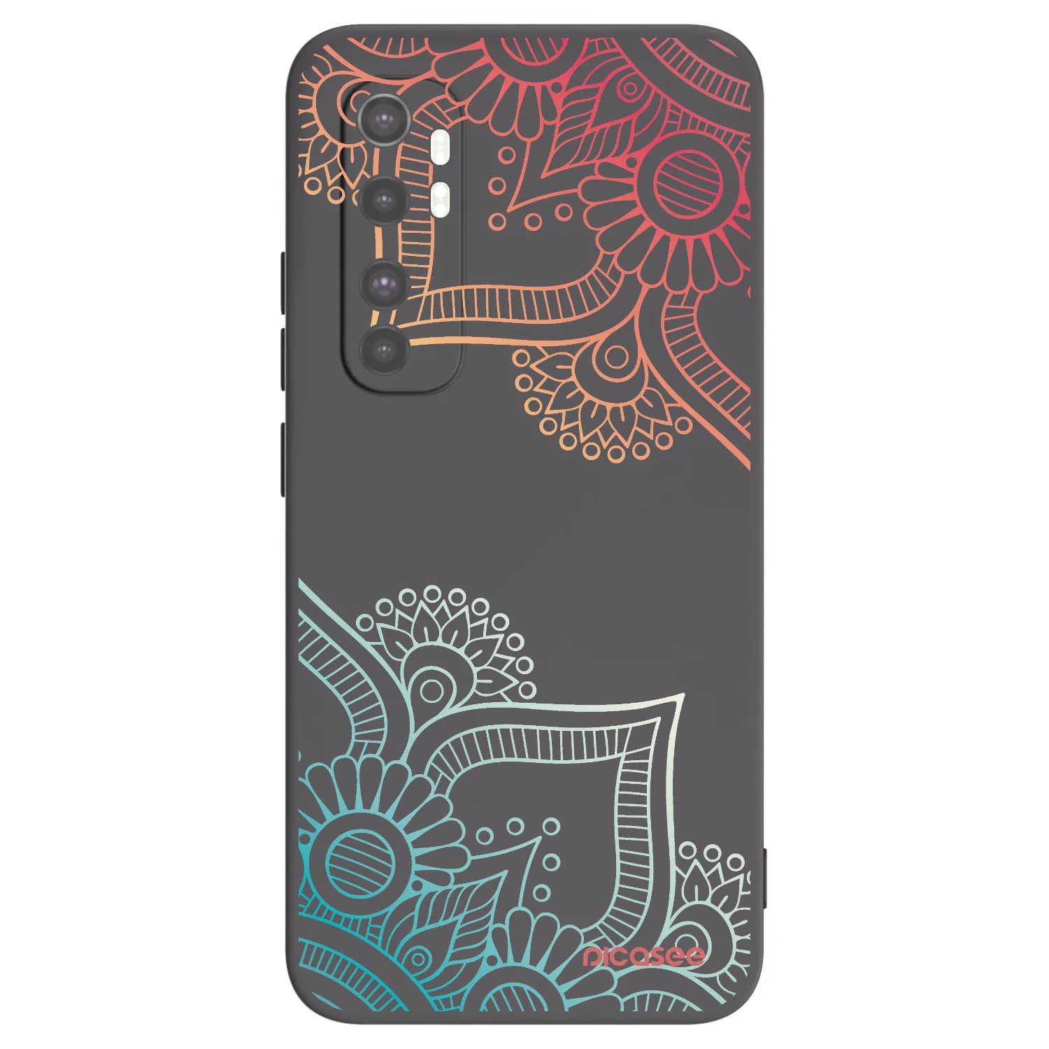 Picasee fekete szilikon tok az alábbi mobiltelefonokra Xiaomi Mi Note 10 Lite - Flowers pattern
