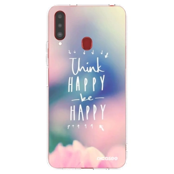 Picasee átlátszó szilikon tok az alábbi mobiltelefonokra Samsung Galaxy A20s - Think happy be happy