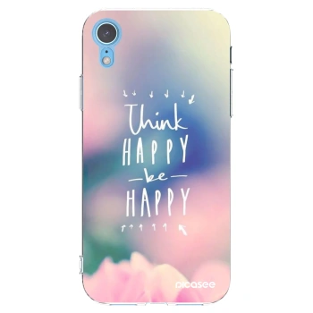Picasee átlátszó szilikon tok az alábbi mobiltelefonokra Apple iPhone XR - Think happy be happy