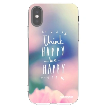 Picasee átlátszó szilikon tok az alábbi mobiltelefonokra Apple iPhone X/XS - Think happy be happy