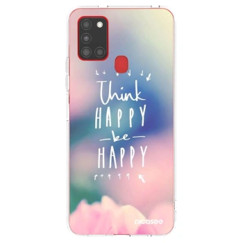 Picasee átlátszó szilikon tok az alábbi mobiltelefonokra Samsung Galaxy A21s - Think happy be happy
