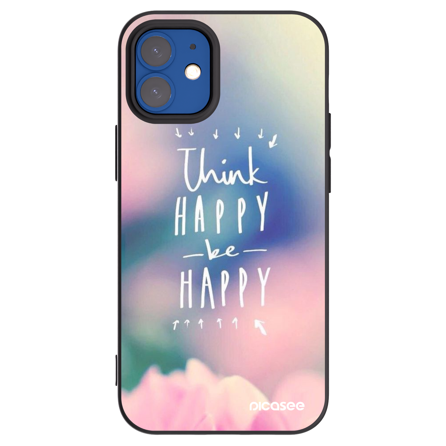 Picasee fekete szilikon tok az alábbi mobiltelefonokra Apple iPhone 12 mini - Think happy be happy