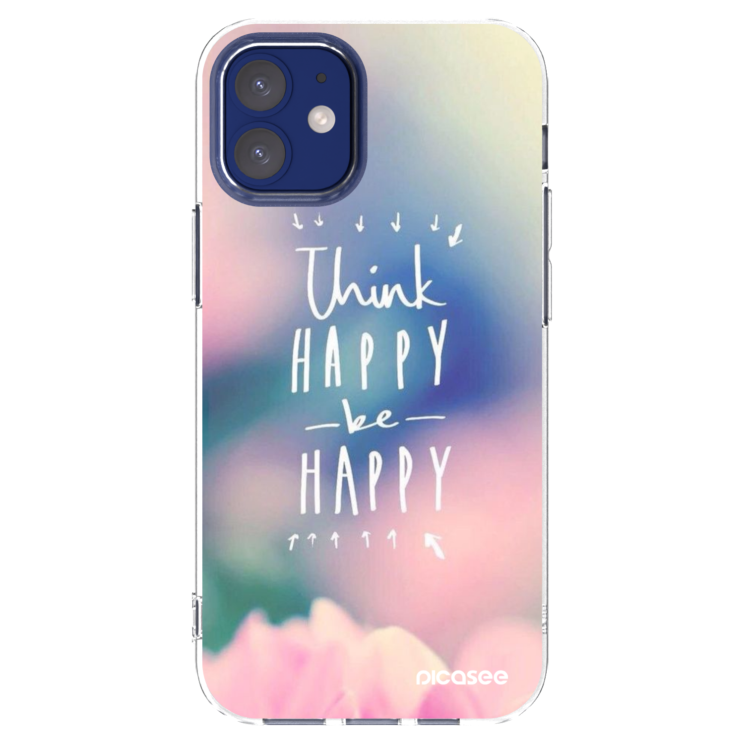 Picasee átlátszó szilikon tok az alábbi mobiltelefonokra Apple iPhone 12 mini - Think happy be happy