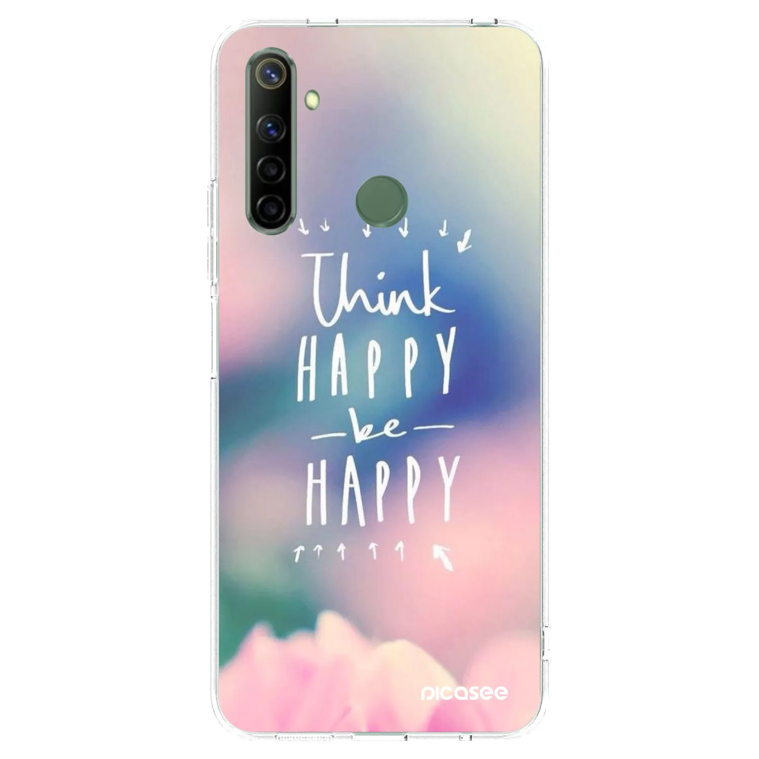Picasee átlátszó szilikon tok az alábbi mobiltelefonokra Realme 6i - Think happy be happy