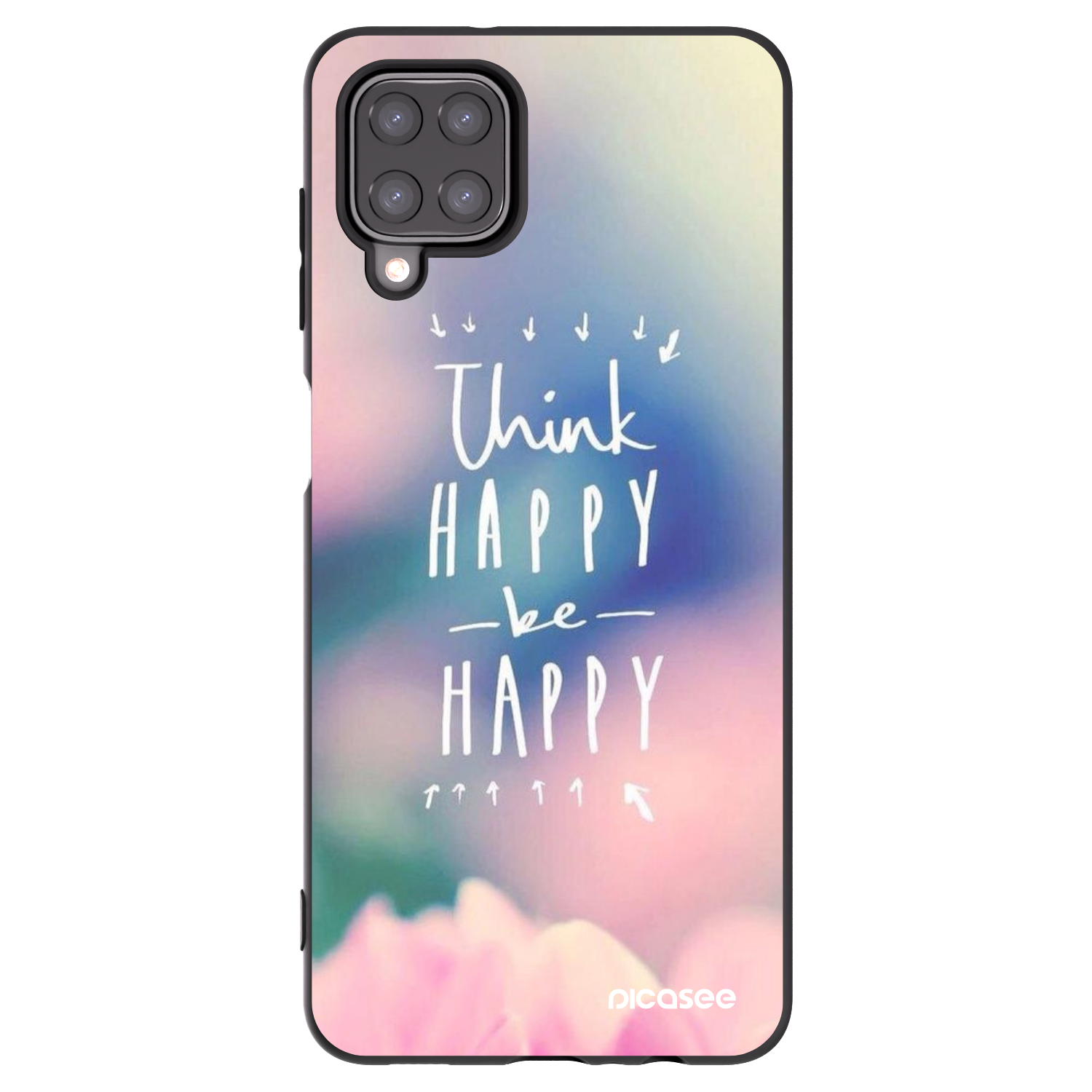 Picasee fekete szilikon tok az alábbi mobiltelefonokra Samsung Galaxy A12 A125F - Think happy be happy