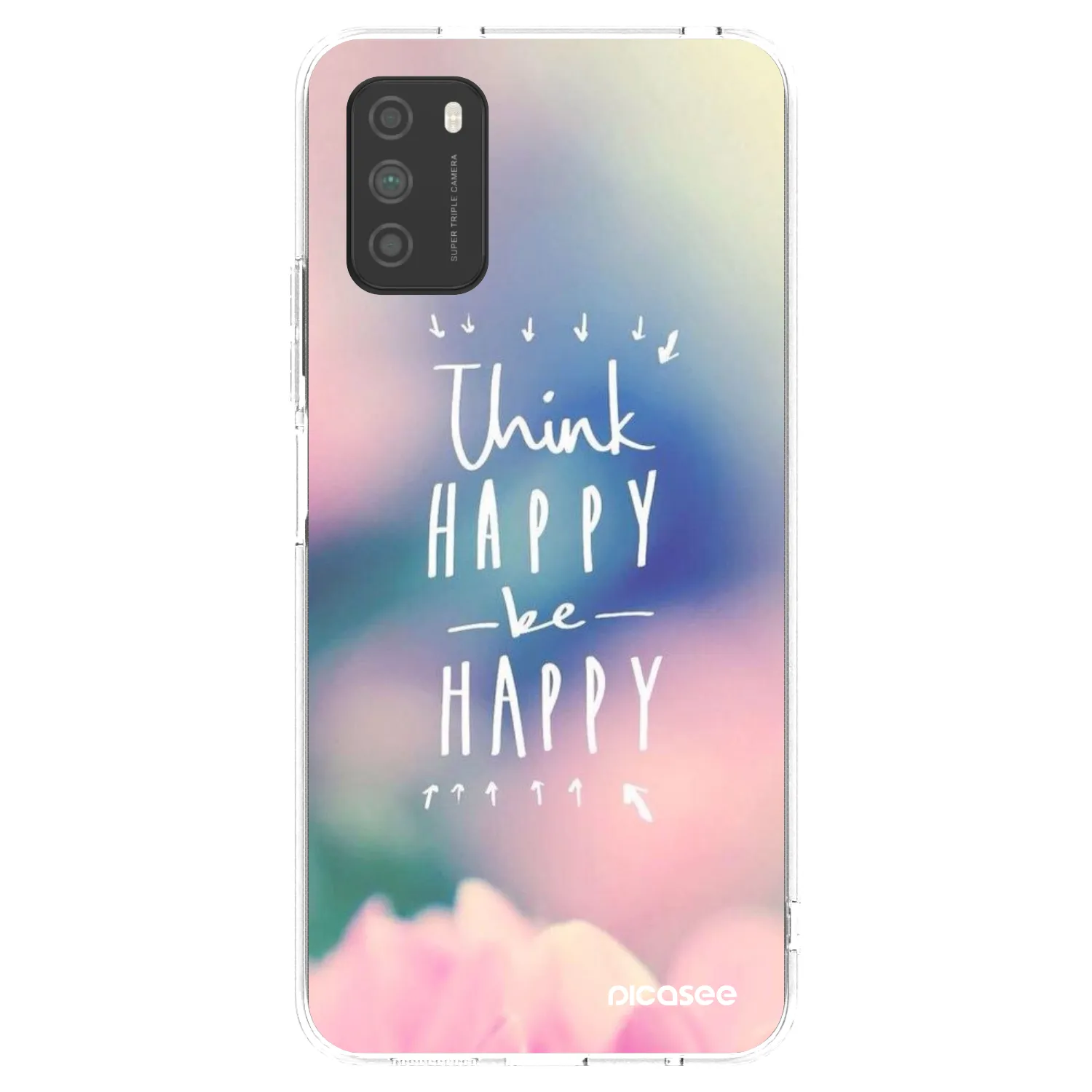 Picasee átlátszó szilikon tok az alábbi mobiltelefonokra Xiaomi Poco M3 - Think happy be happy