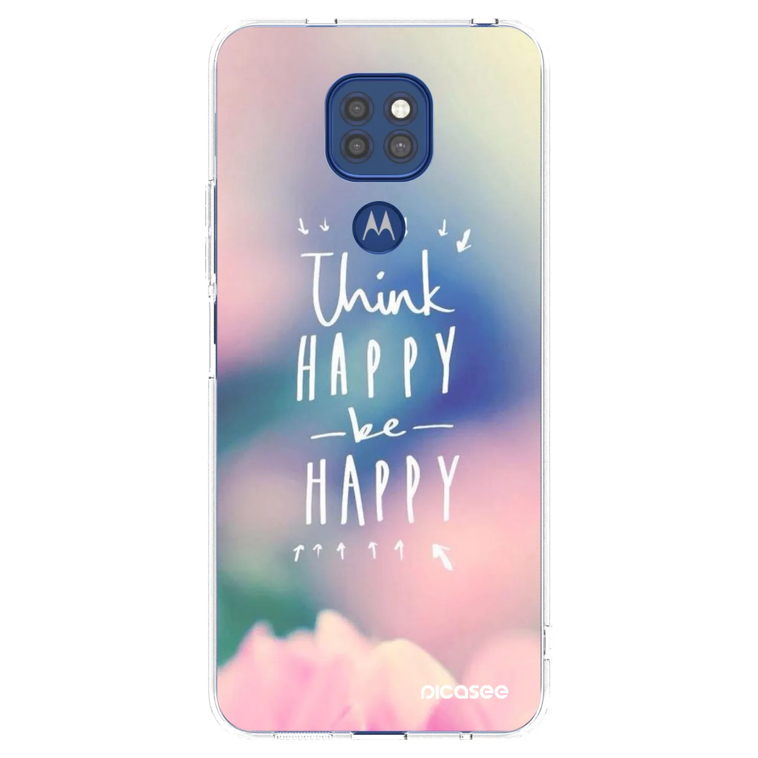 Picasee átlátszó szilikon tok az alábbi mobiltelefonokra Motorola Moto G9 Play - Think happy be happy
