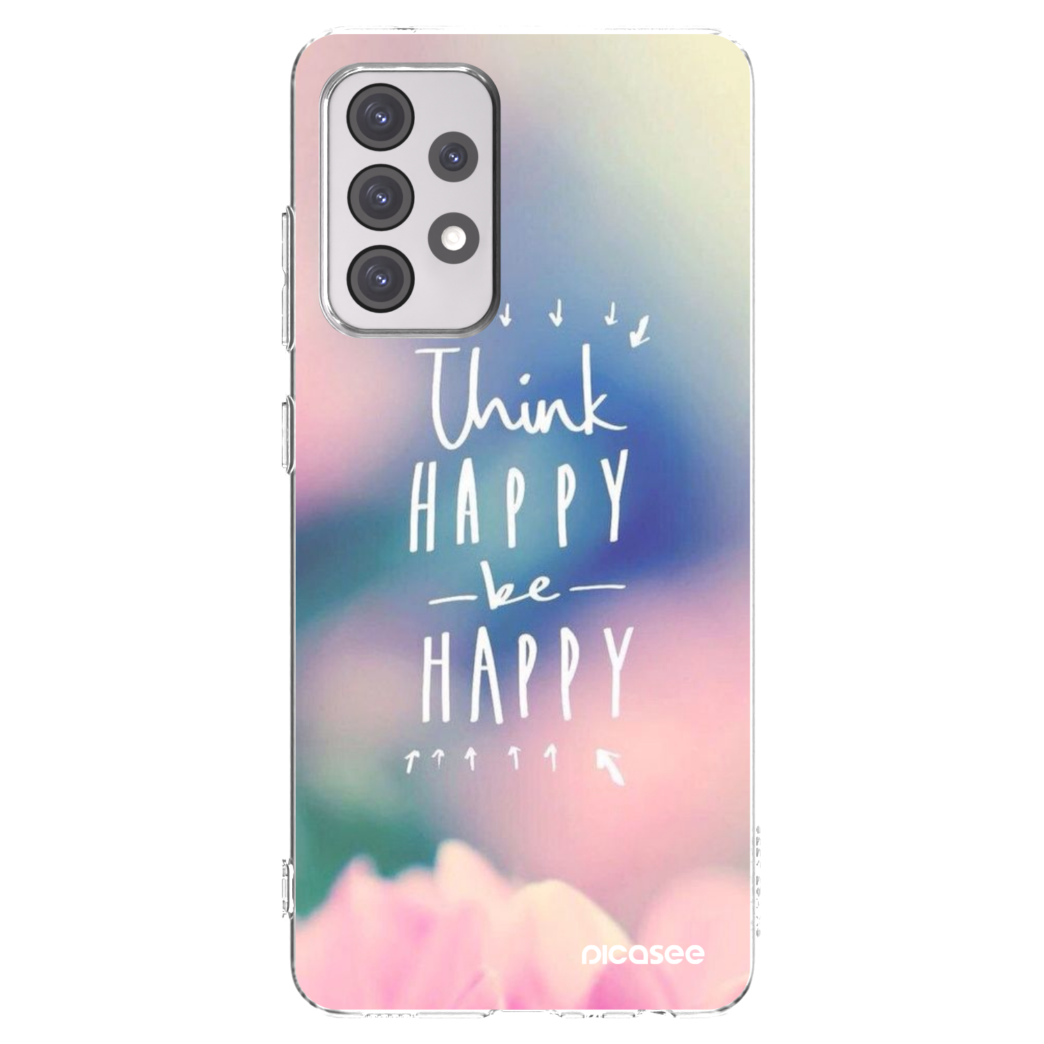 Picasee átlátszó szilikon tok az alábbi mobiltelefonokra Samsung Galaxy A52 5G A525F - Think happy be happy