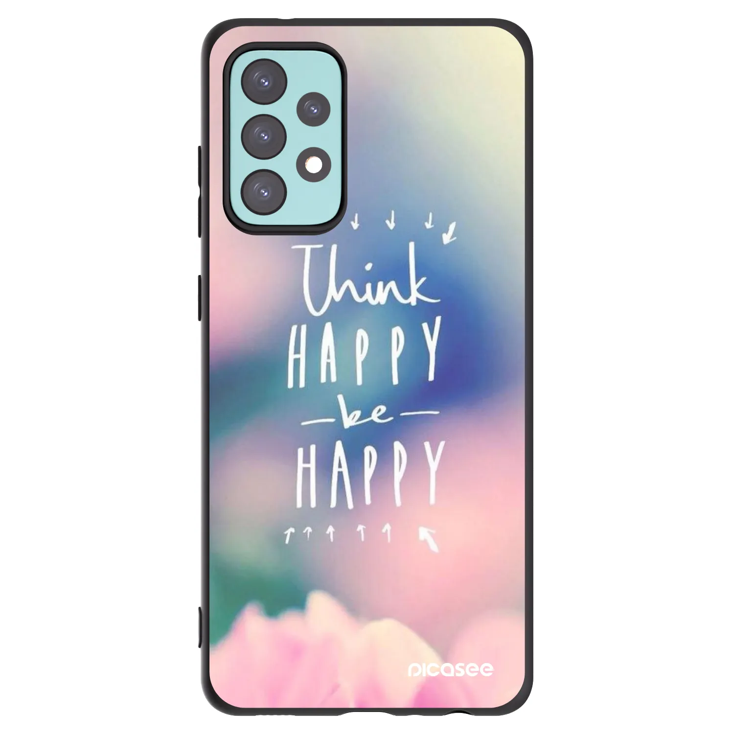 Picasee fekete szilikon tok az alábbi mobiltelefonokra Samsung Galaxy A72 A725F - Think happy be happy