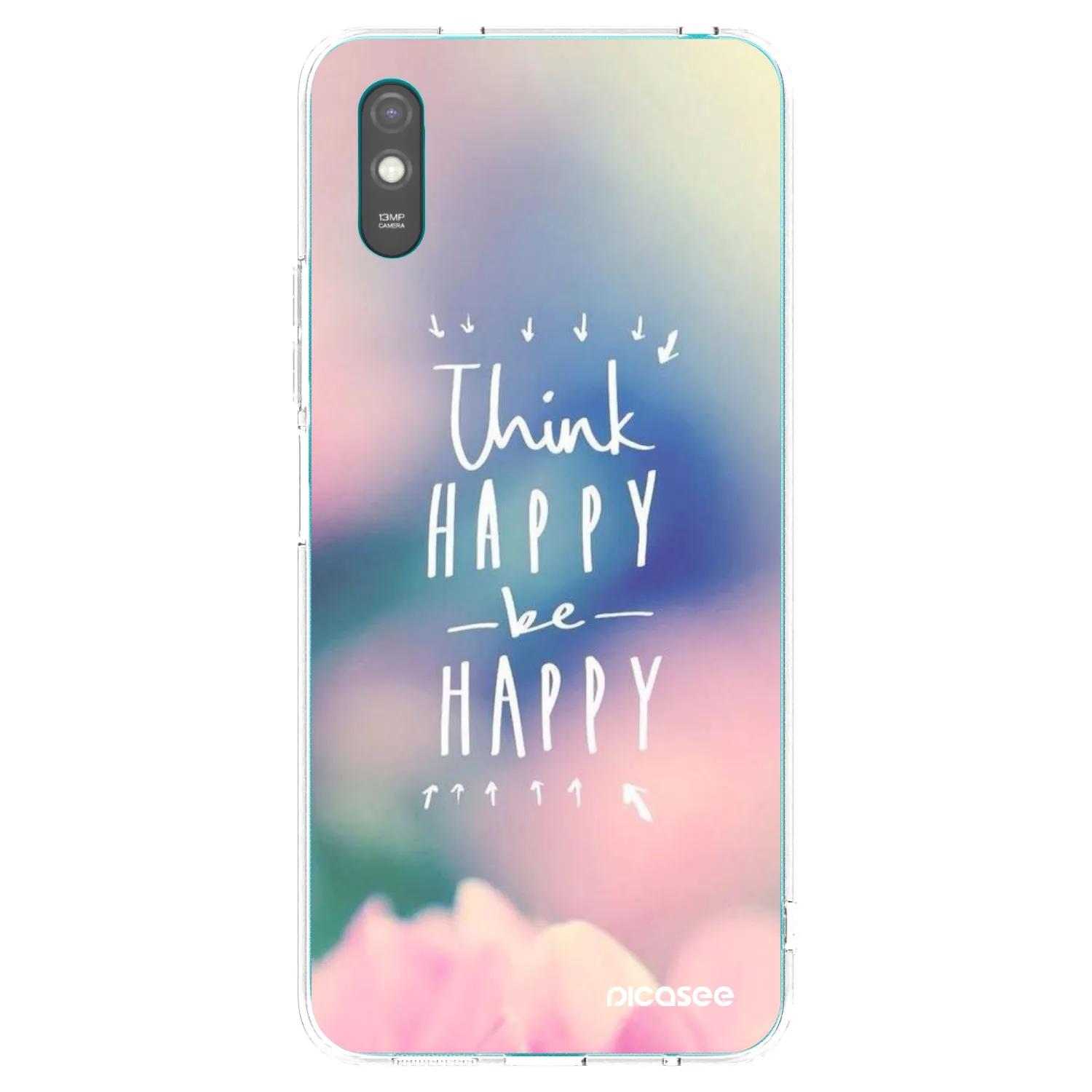 Picasee átlátszó szilikon tok az alábbi mobiltelefonokra Xiaomi Redmi 9AT - Think happy be happy