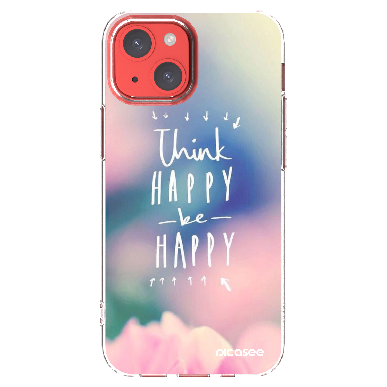 Picasee átlátszó szilikon tok az alábbi mobiltelefonokra Apple iPhone 13 mini - Think happy be happy