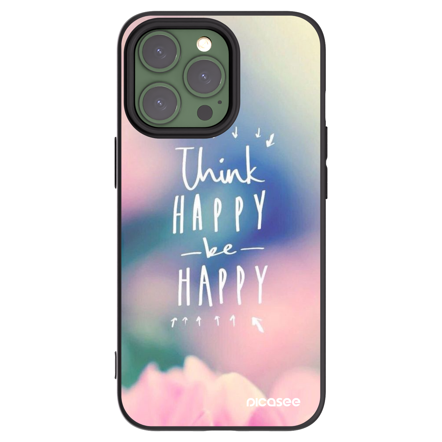 Picasee fekete szilikon tok az alábbi mobiltelefonokra Apple iPhone 13 Pro - Think happy be happy