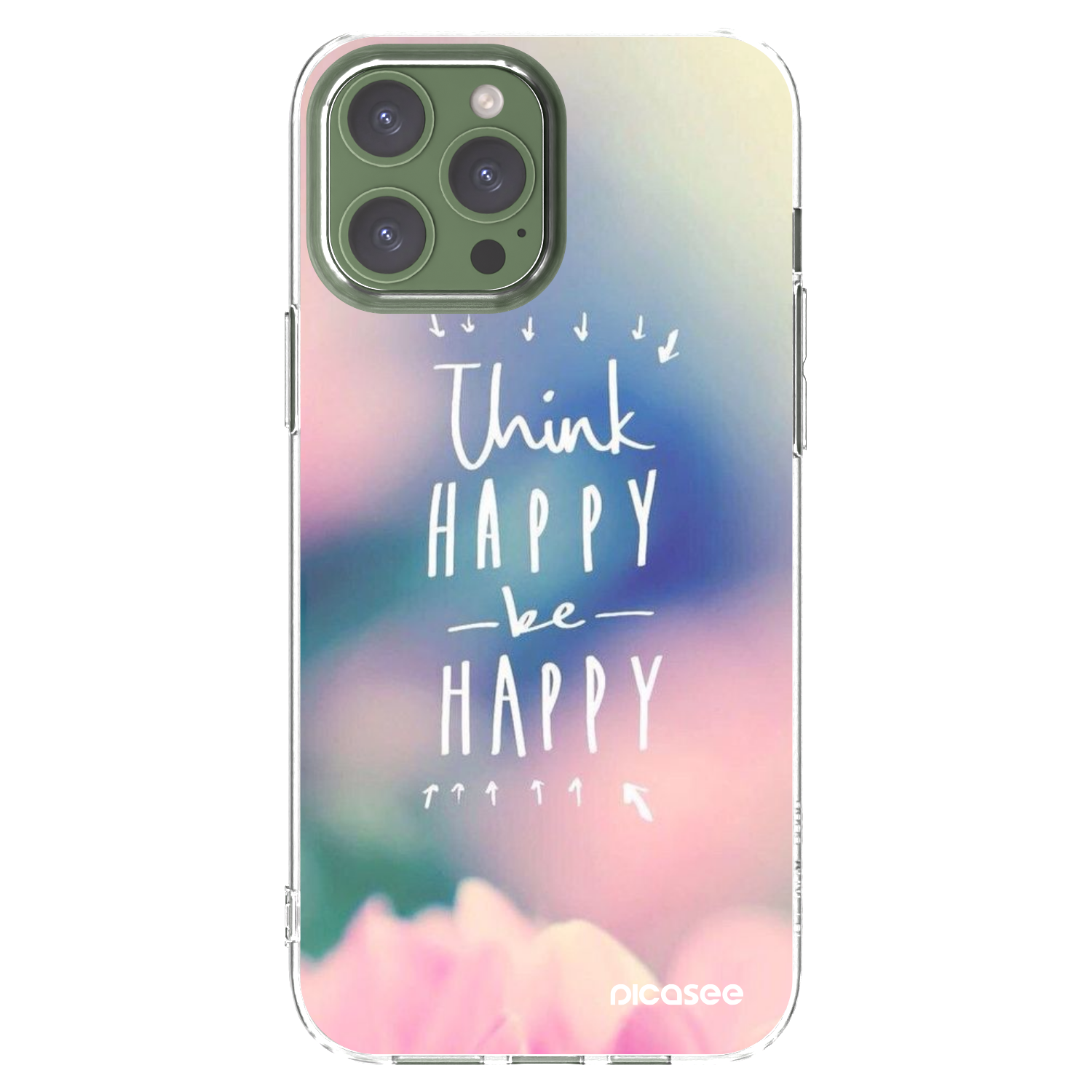 Picasee átlátszó szilikon tok az alábbi mobiltelefonokra Apple iPhone 13 Pro Max - Think happy be happy