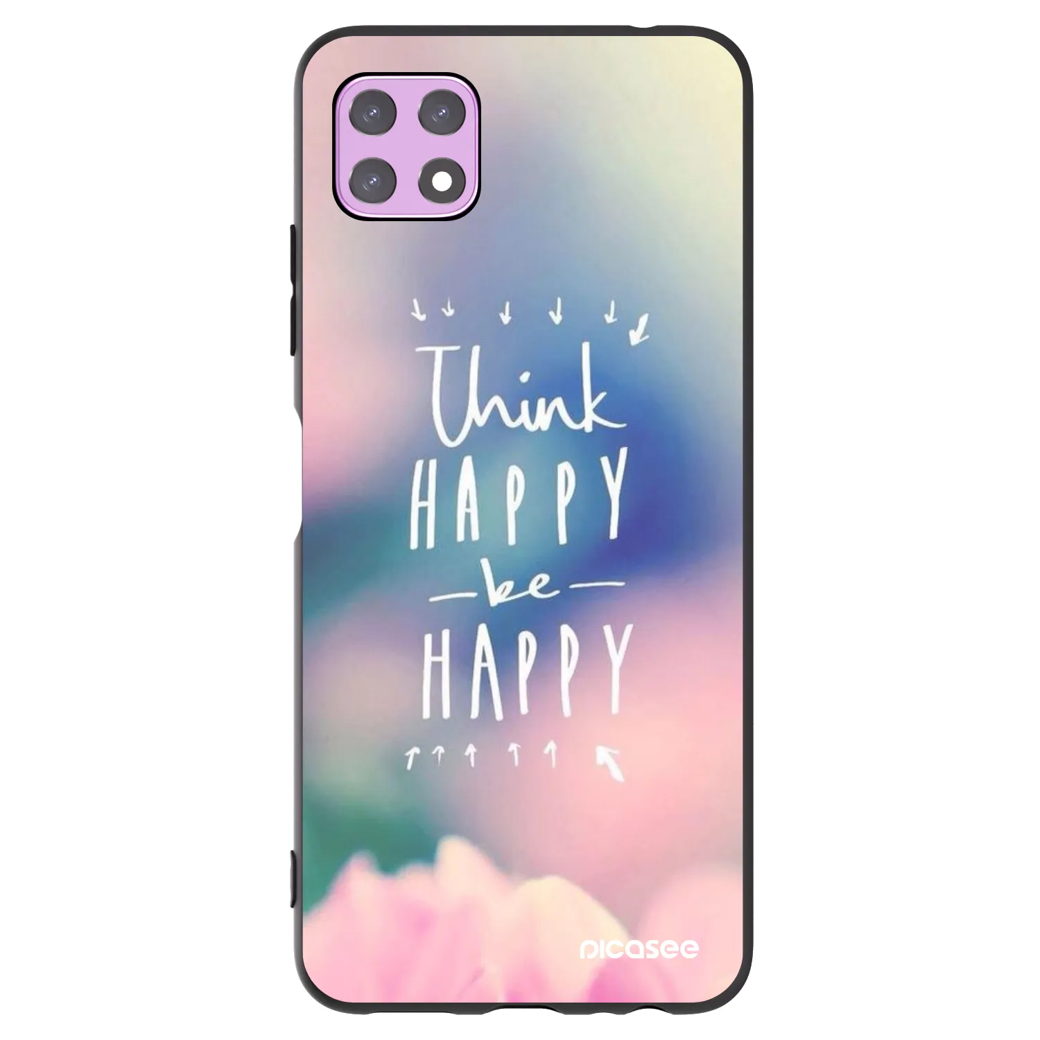 Picasee fekete szilikon tok az alábbi mobiltelefonokra Samsung Galaxy A22 A226B 5G - Think happy be happy