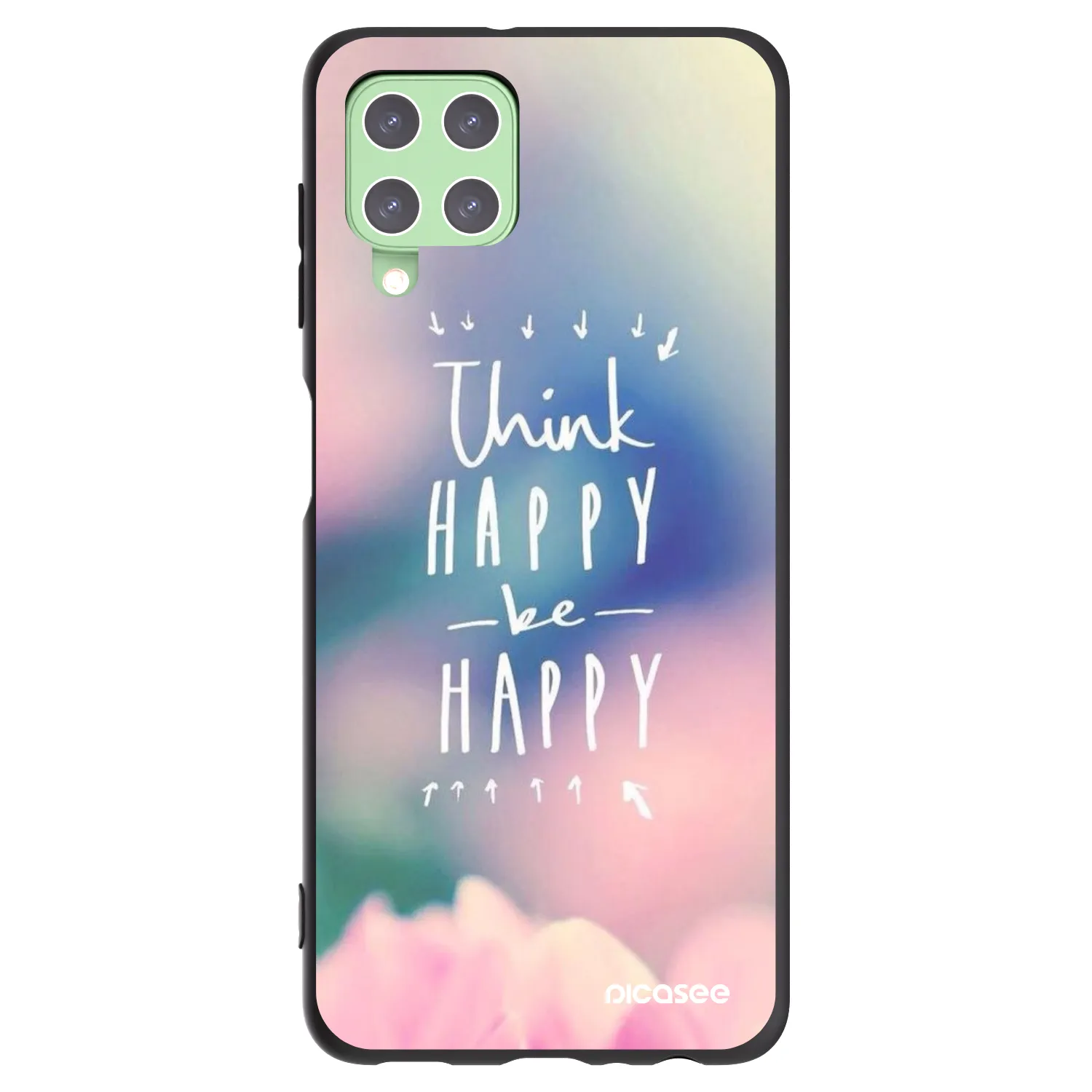 Picasee fekete szilikon tok az alábbi mobiltelefonokra Samsung Galaxy A22 A225F 4G - Think happy be happy