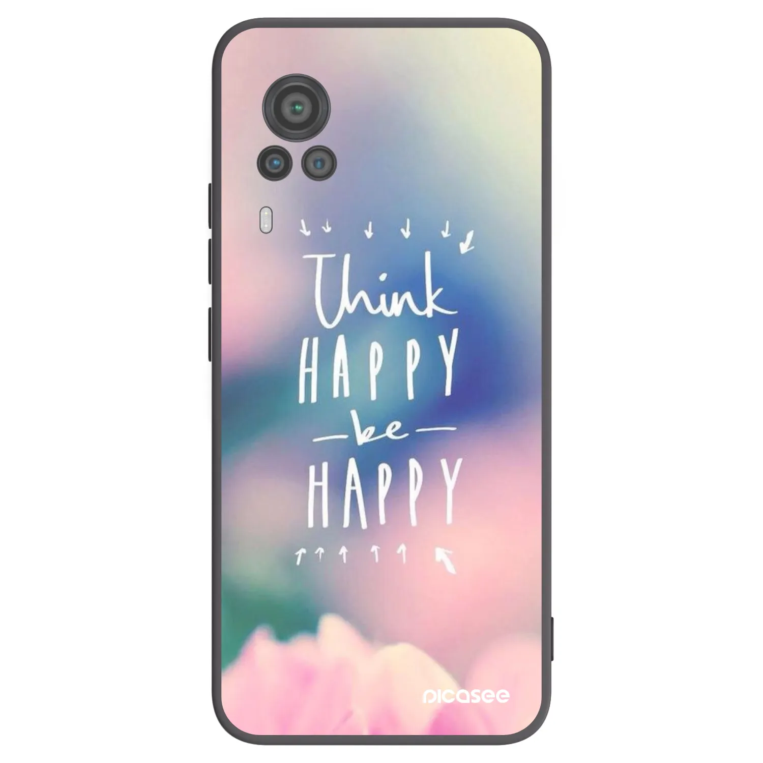 Picasee fekete szilikon tok az alábbi mobiltelefonokra Vivo X60 Pro 5G - Think happy be happy