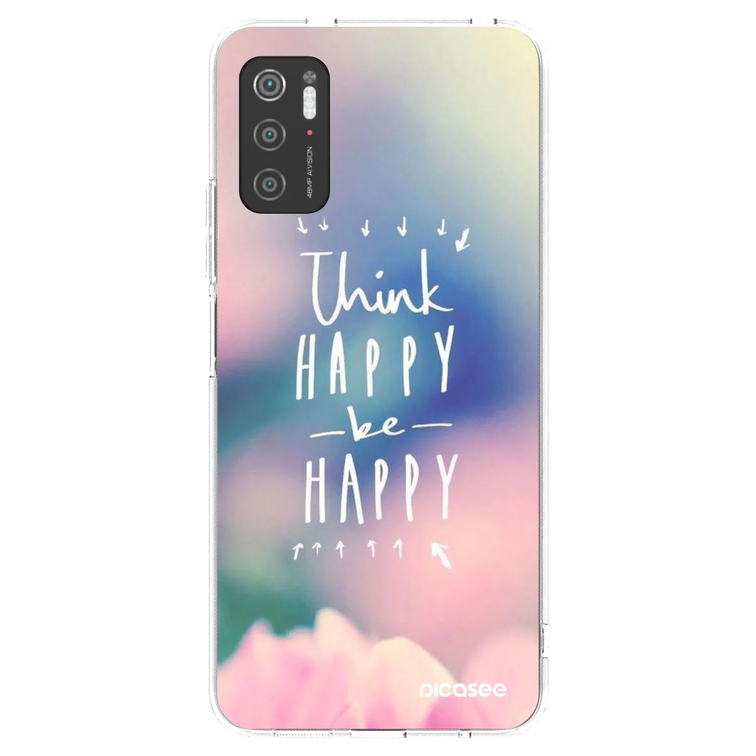 Picasee átlátszó szilikon tok az alábbi mobiltelefonokra Xiaomi Poco M3 Pro 5G - Think happy be happy