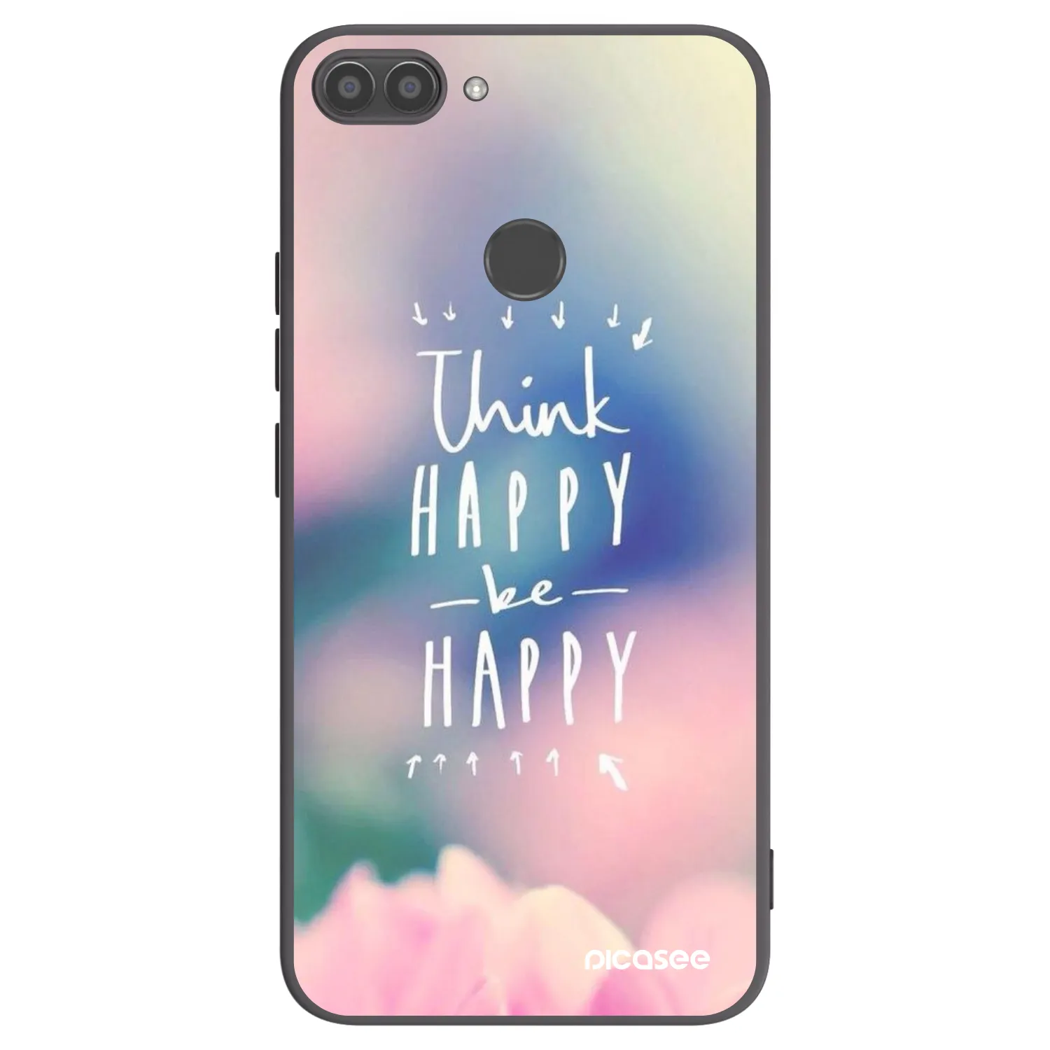 Picasee fekete szilikon tok az alábbi mobiltelefonokra Huawei P Smart - Think happy be happy
