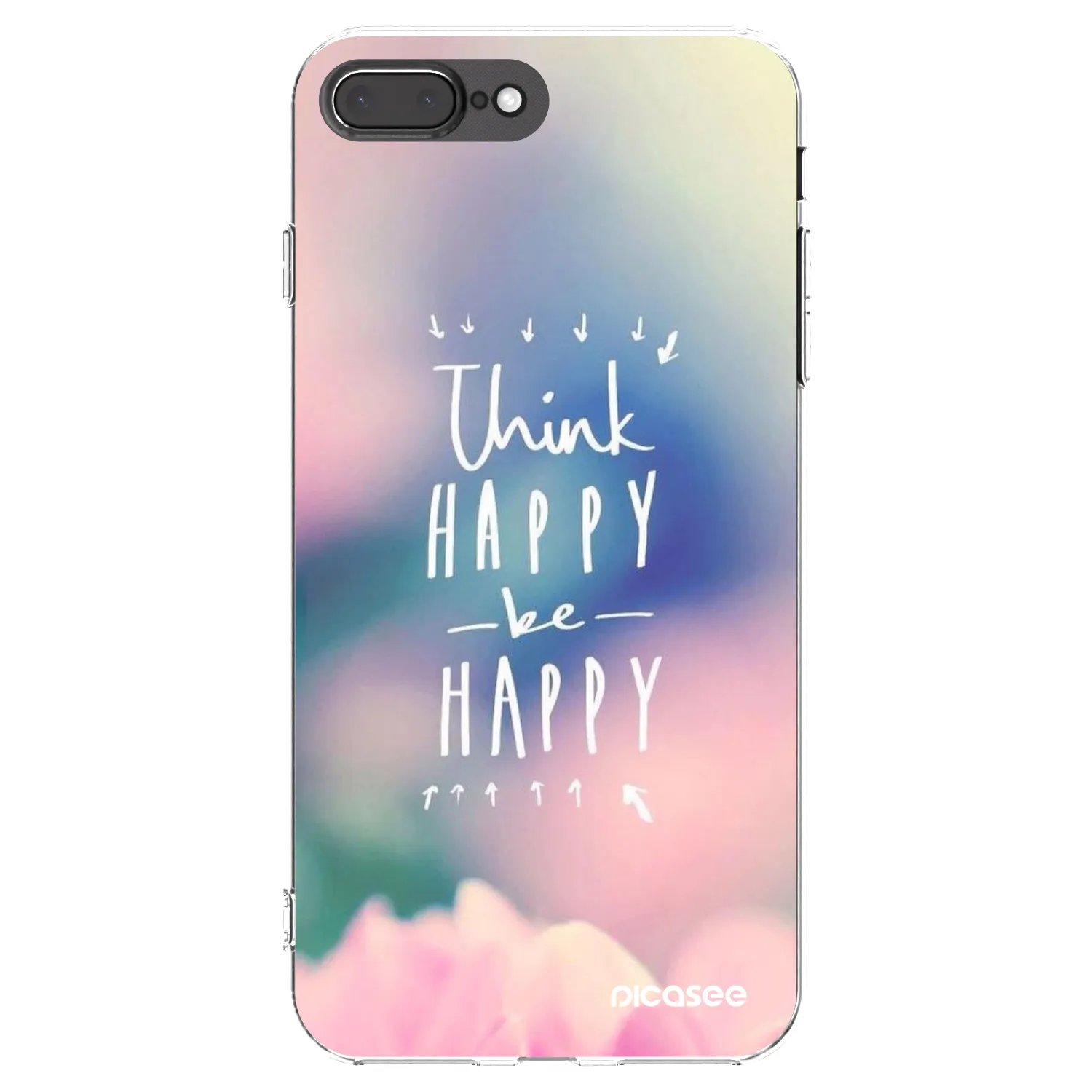 Picasee átlátszó szilikon tok az alábbi mobiltelefonokra Apple iPhone 8 Plus - Think happy be happy
