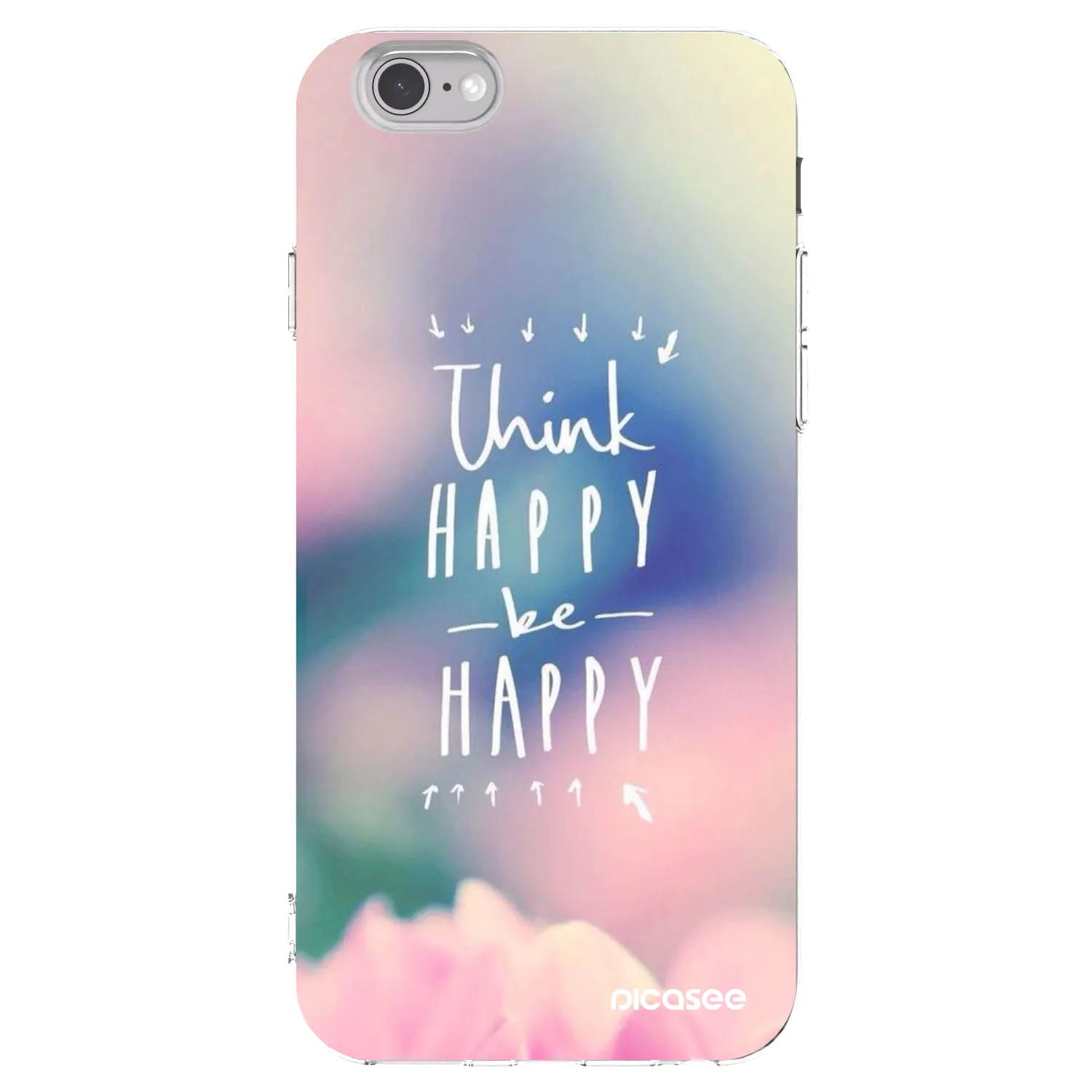 Picasee átlátszó szilikon tok az alábbi mobiltelefonokra Apple iPhone 6/6S - Think happy be happy