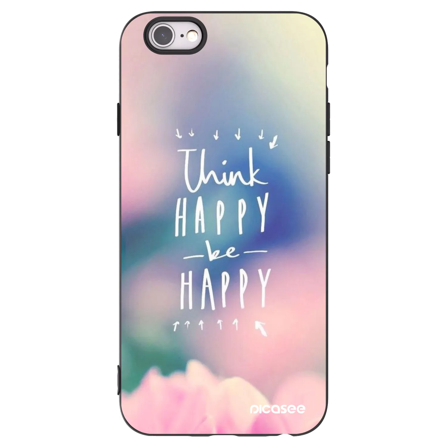 Picasee fekete szilikon tok az alábbi mobiltelefonokra Apple iPhone 6/6S - Think happy be happy