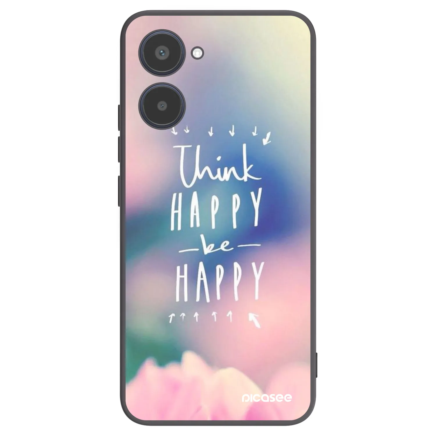 Picasee fekete szilikon tok az alábbi mobiltelefonokra Realme 10 4G - Think happy be happy