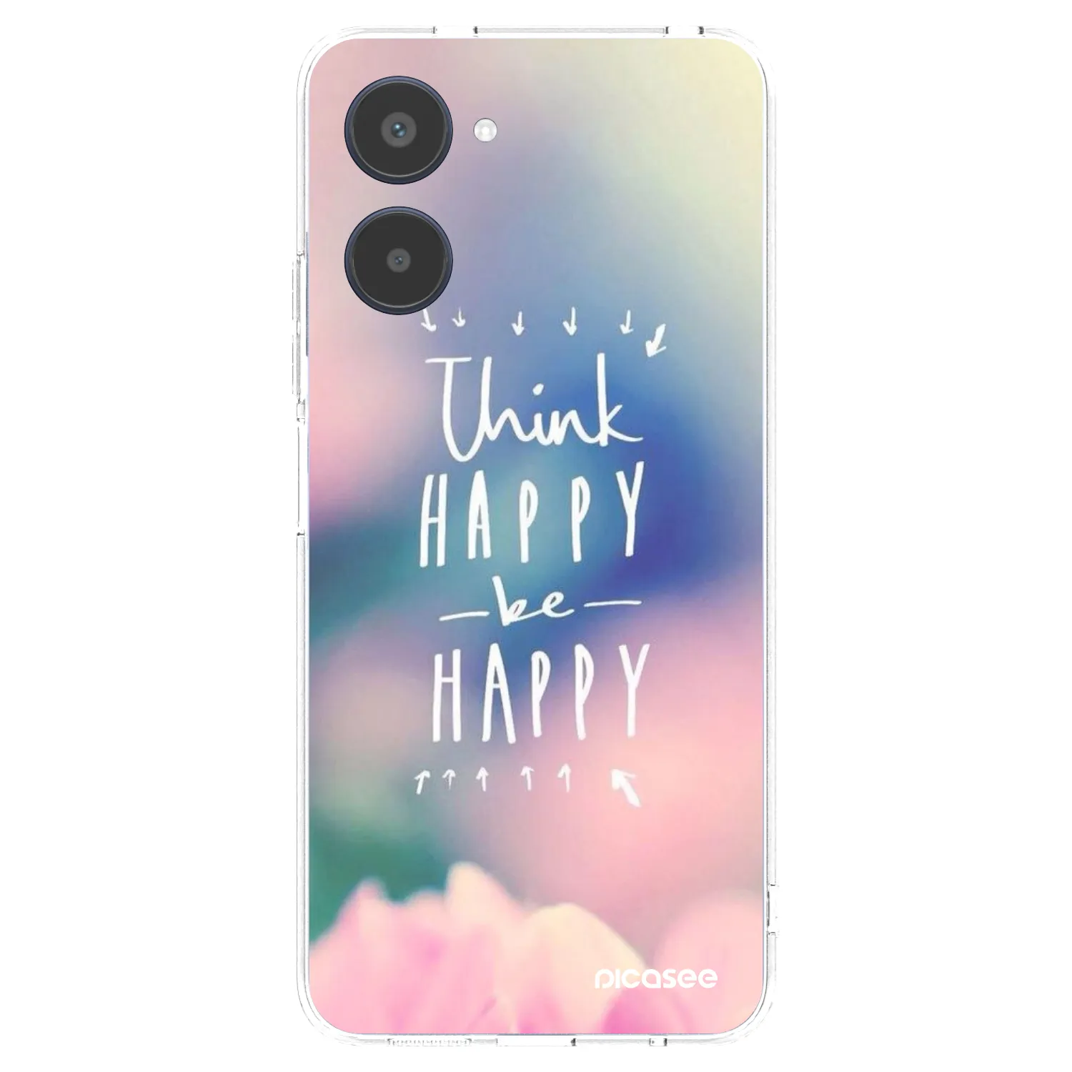 Picasee átlátszó szilikon tok az alábbi mobiltelefonokra Realme 10 4G - Think happy be happy