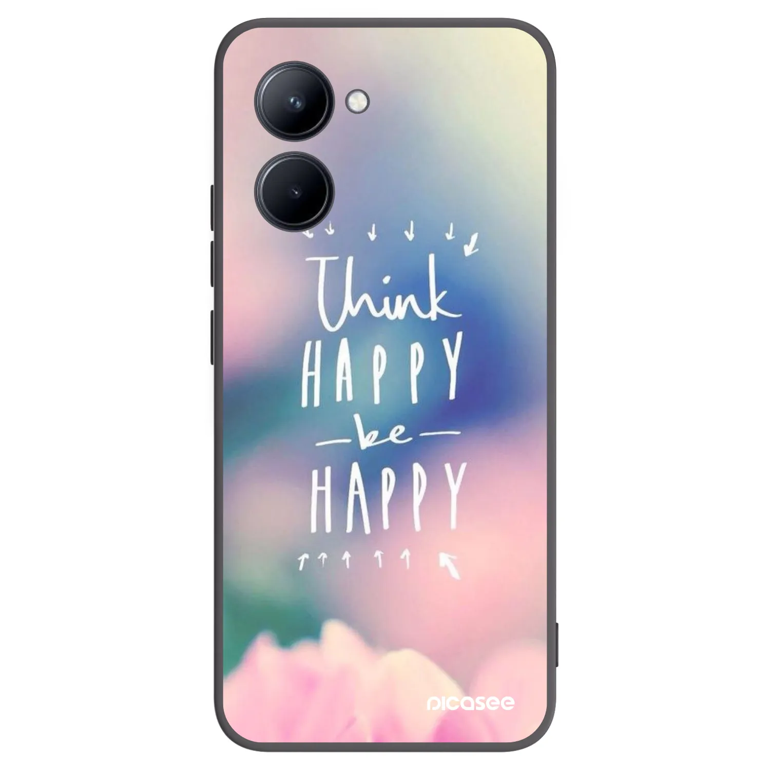 Picasee fekete szilikon tok az alábbi mobiltelefonokra Realme C33 (2023) - Think happy be happy