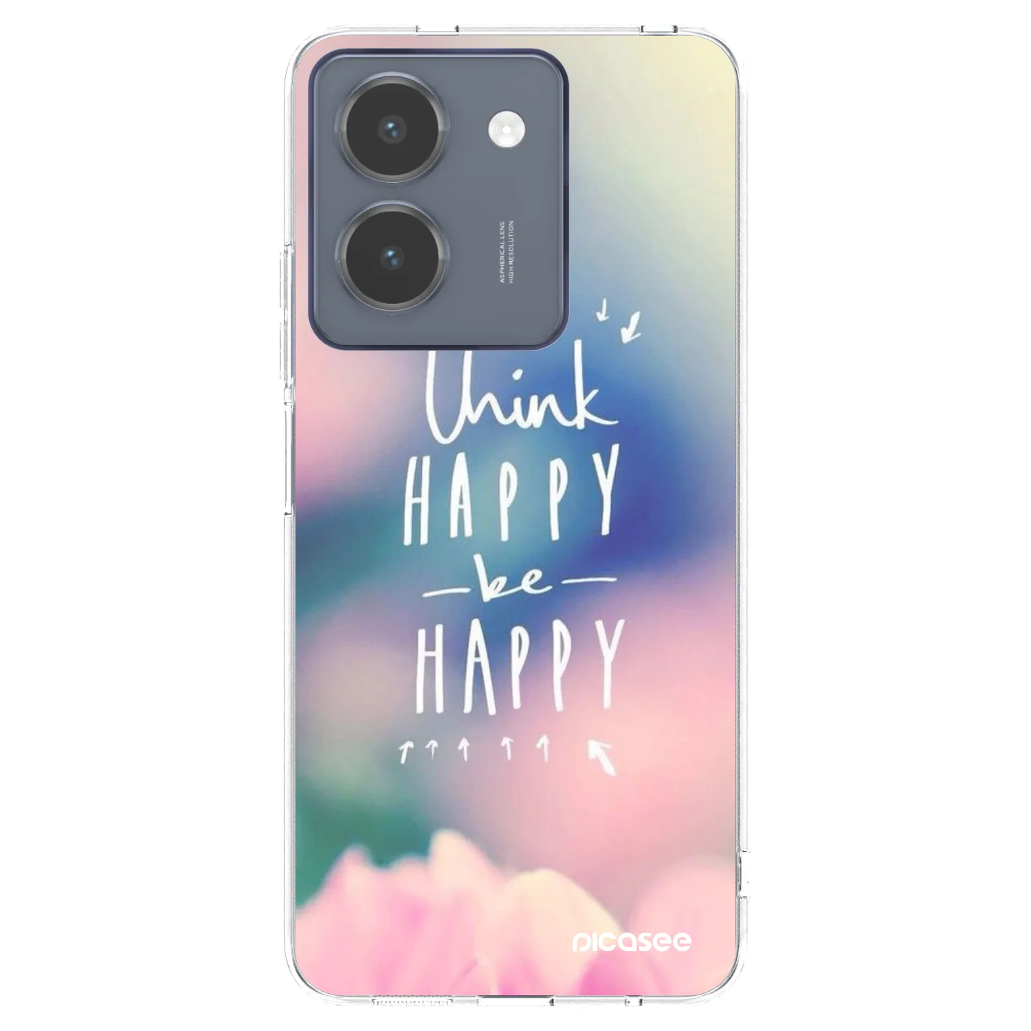 Picasee átlátszó szilikon tok az alábbi mobiltelefonokra Vivo Y36 4G - Think happy be happy