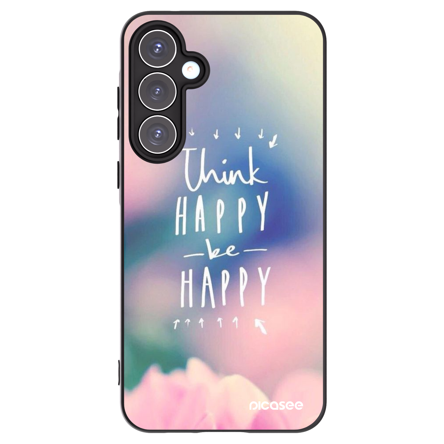 Picasee fekete szilikon tok az alábbi mobiltelefonokra Samsung Galaxy A55 5G A556B - Think happy be happy