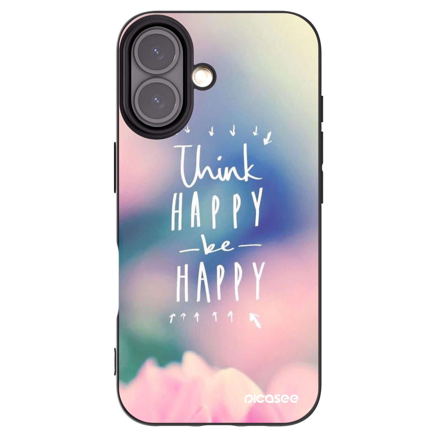 Picasee fekete szilikon tok az alábbi mobiltelefonokra Apple iPhone 16 - Think happy be happy