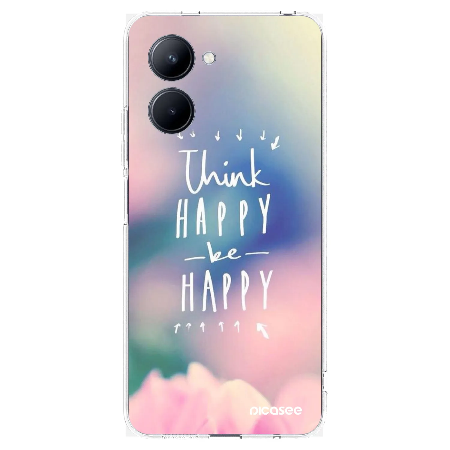Picasee átlátszó szilikon tok az alábbi mobiltelefonokra Realme C33 (2023) - Think happy be happy