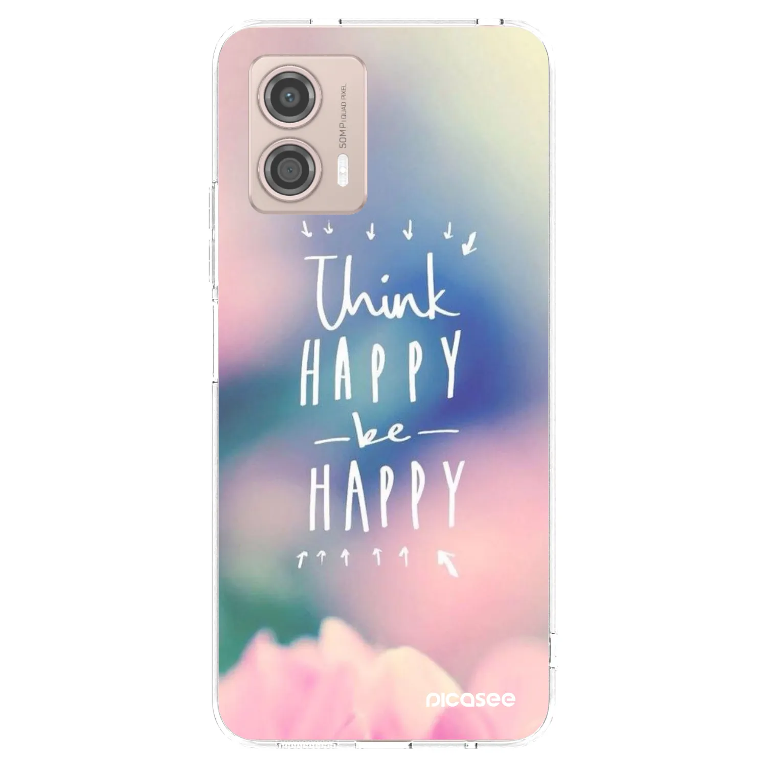 Picasee átlátszó szilikon tok az alábbi mobiltelefonokra Motorola Moto G53 5G - Think happy be happy