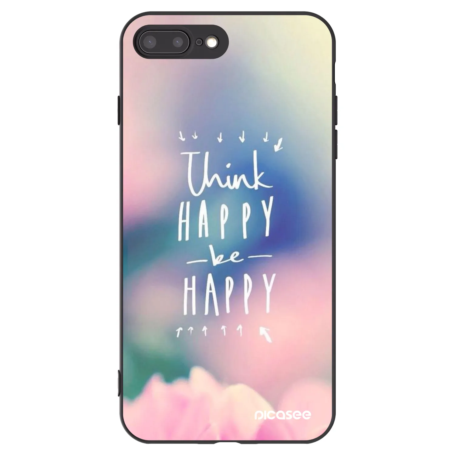 Picasee fekete szilikon tok az alábbi mobiltelefonokra Apple iPhone 7 Plus - Think happy be happy